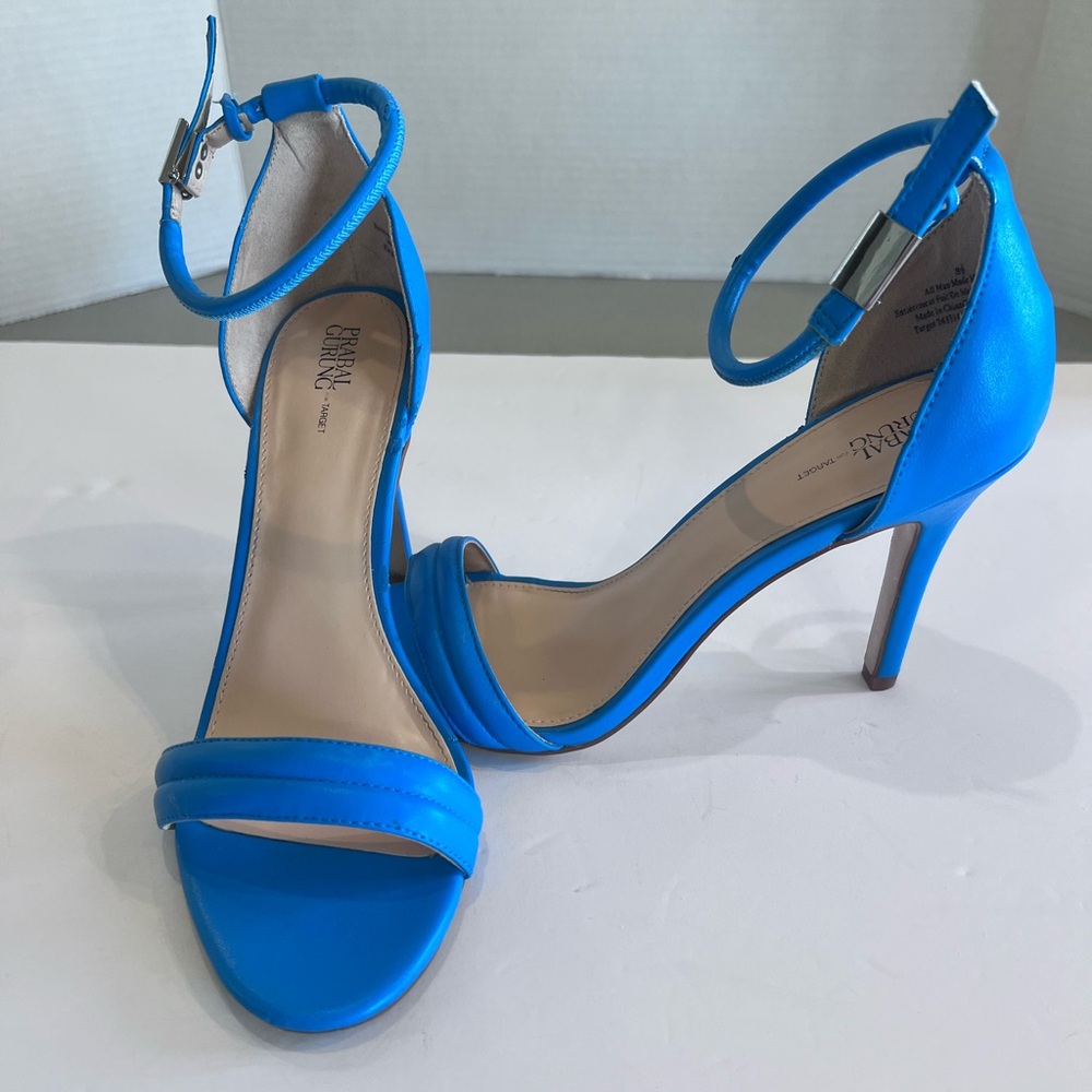 Prabal Gurung Target Electric Blue Ankle-Strap 4” Stilettos Sz 8 1/2